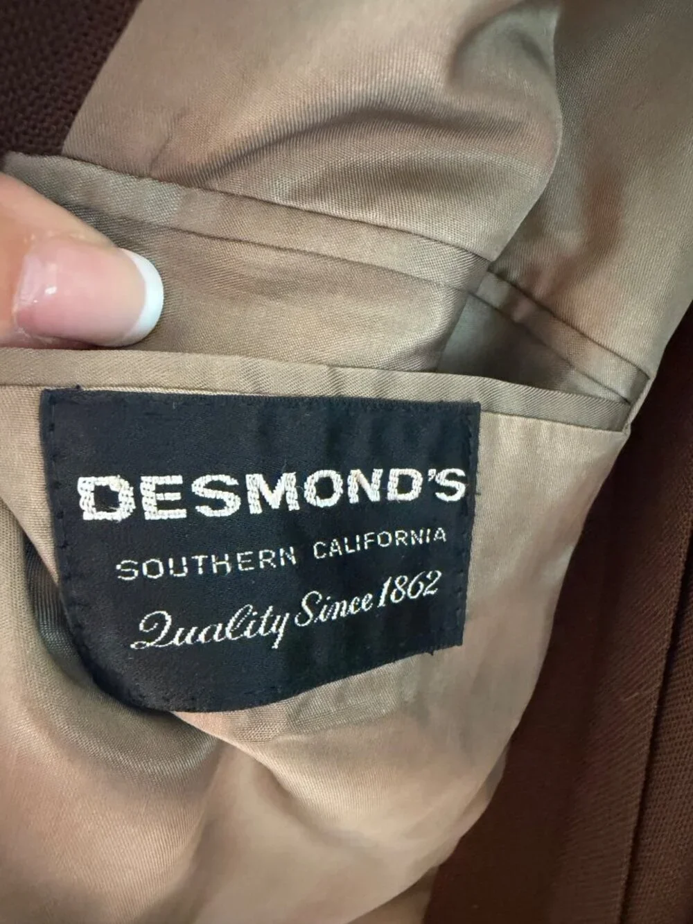 Desmond's Southern California 1970s Mens Sport Coat Blazer Size 42 Long Brown